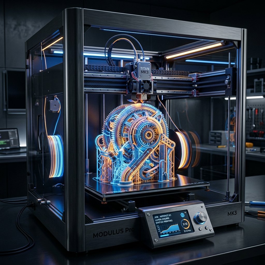 Modulus Pro 3D printer building mechanical assembly